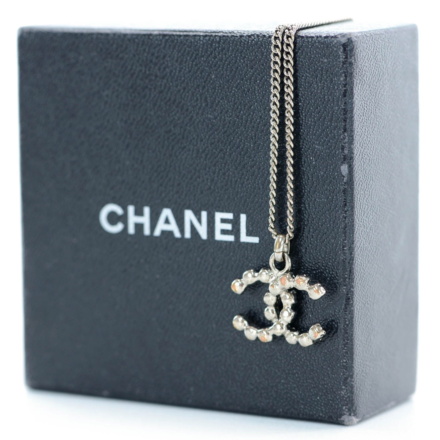 Chanel Crystal CC Necklace Silver 3 of 5