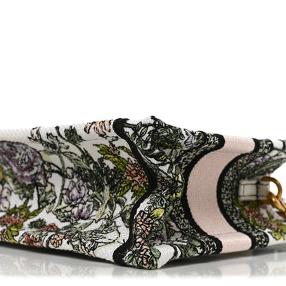 Christian Dior Canvas Embroidered Flowers Mini Book Tote With Strap White Multicolor 10 of 10
