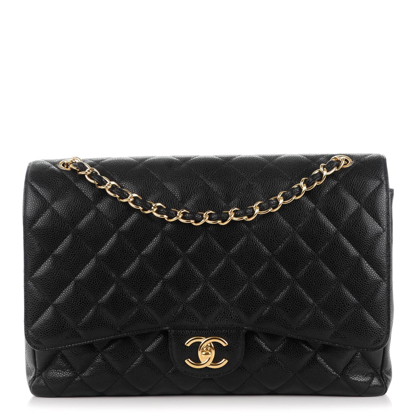 Caviar Quilted Maxi Double Flap Black