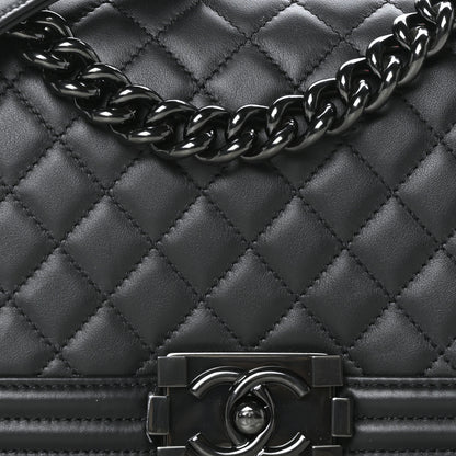 Chanel Calfskin Quilted Medium Boy Flap So Black 8 of 11