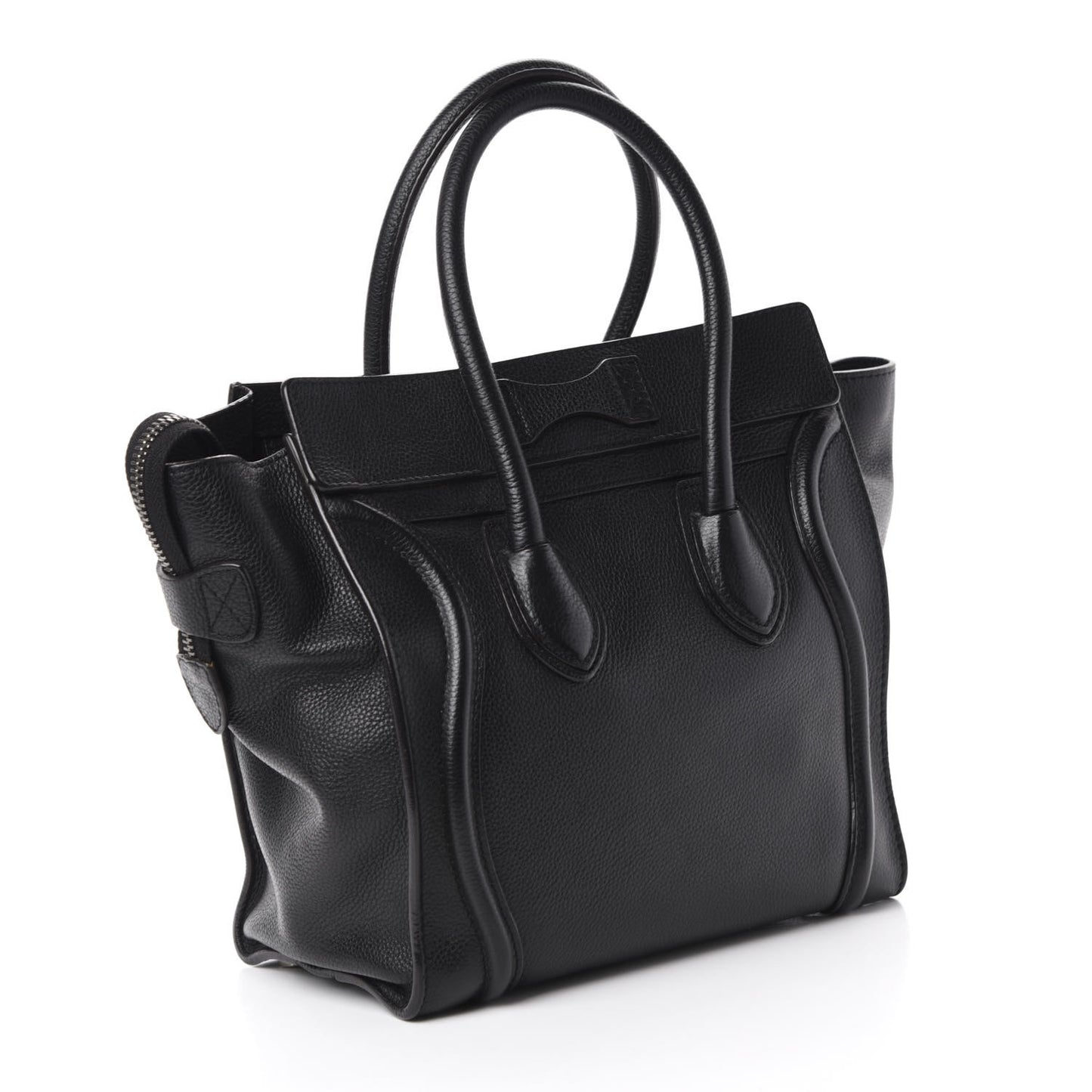 Drummed Calfskin Micro Luggage Black