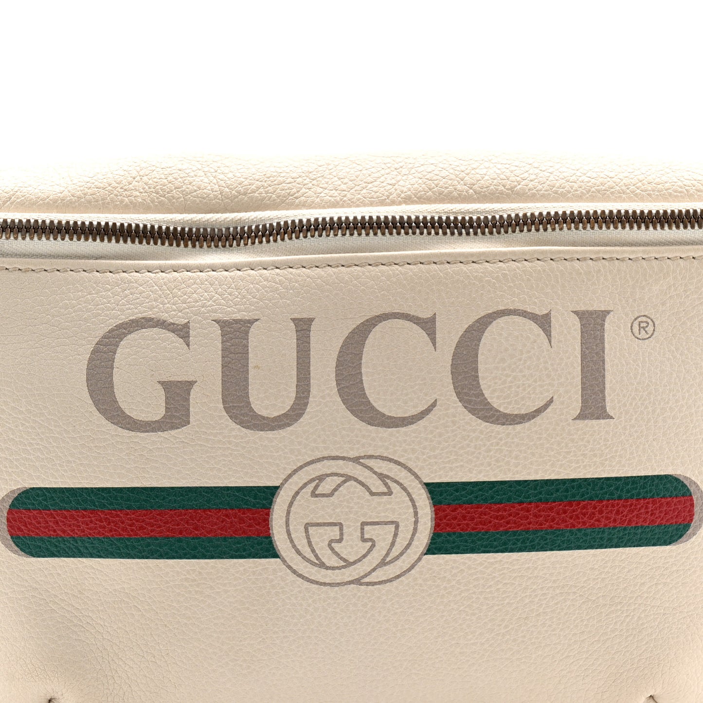 Grained Calfskin Logo Belt Bag White