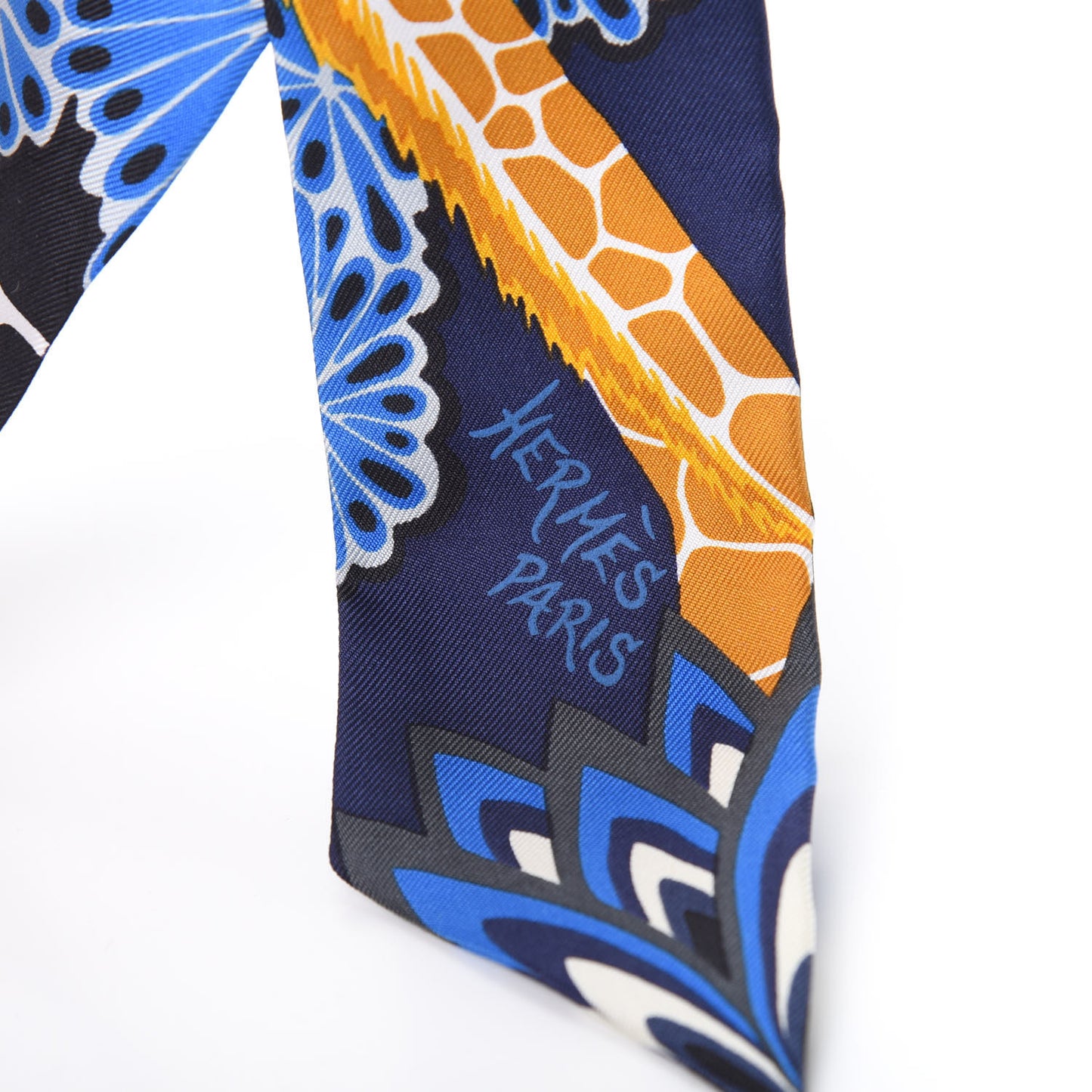 Silk The Three Graces Twilly Bleu Nuit Gold Black