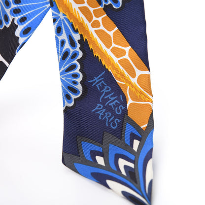 Hermes Silk The Three Graces Twilly Bleu Nuit Gold Black 3 of 4