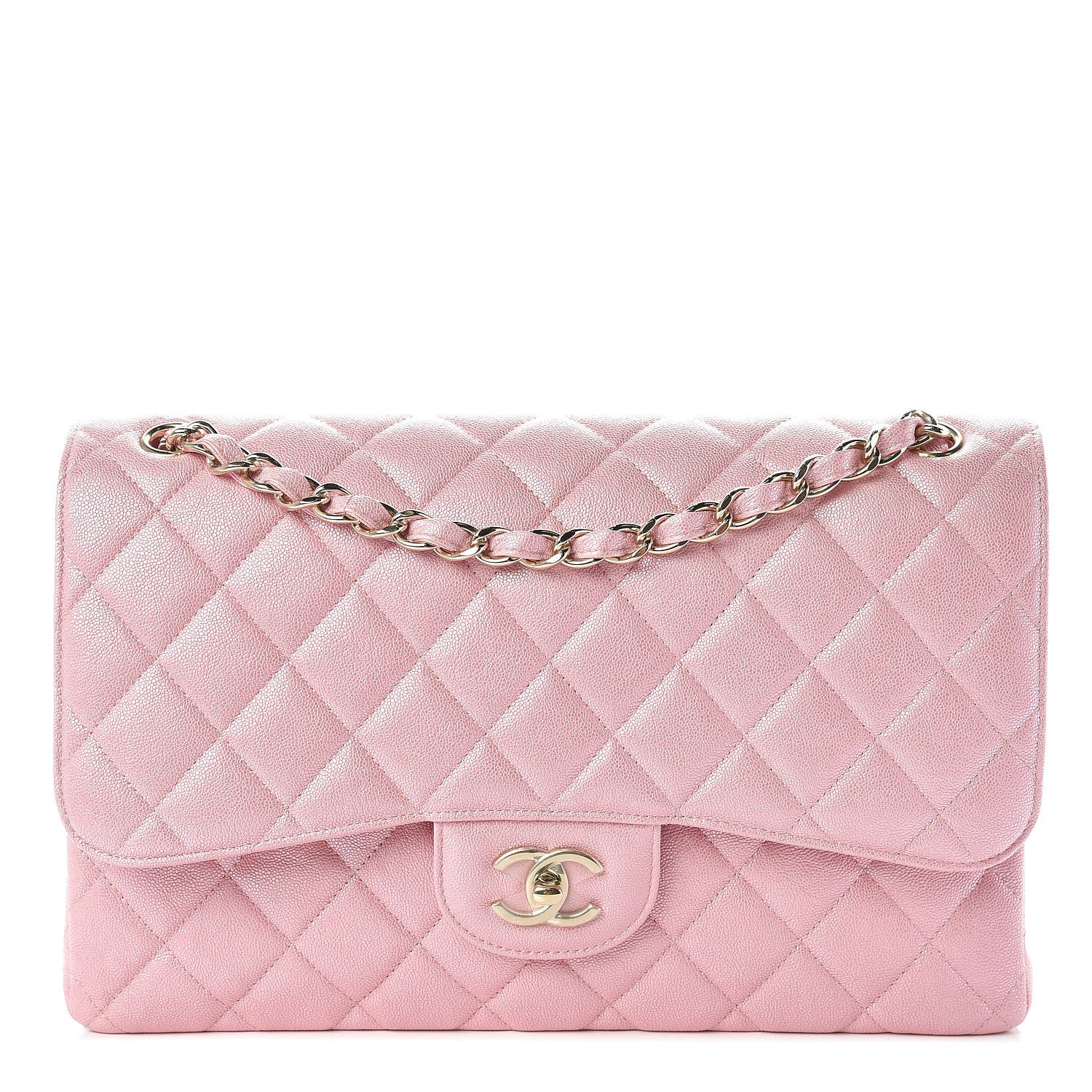 Chanel Iridescent Caviar Quilted Jumbo Double Flap Rose Pink 1 of 9
