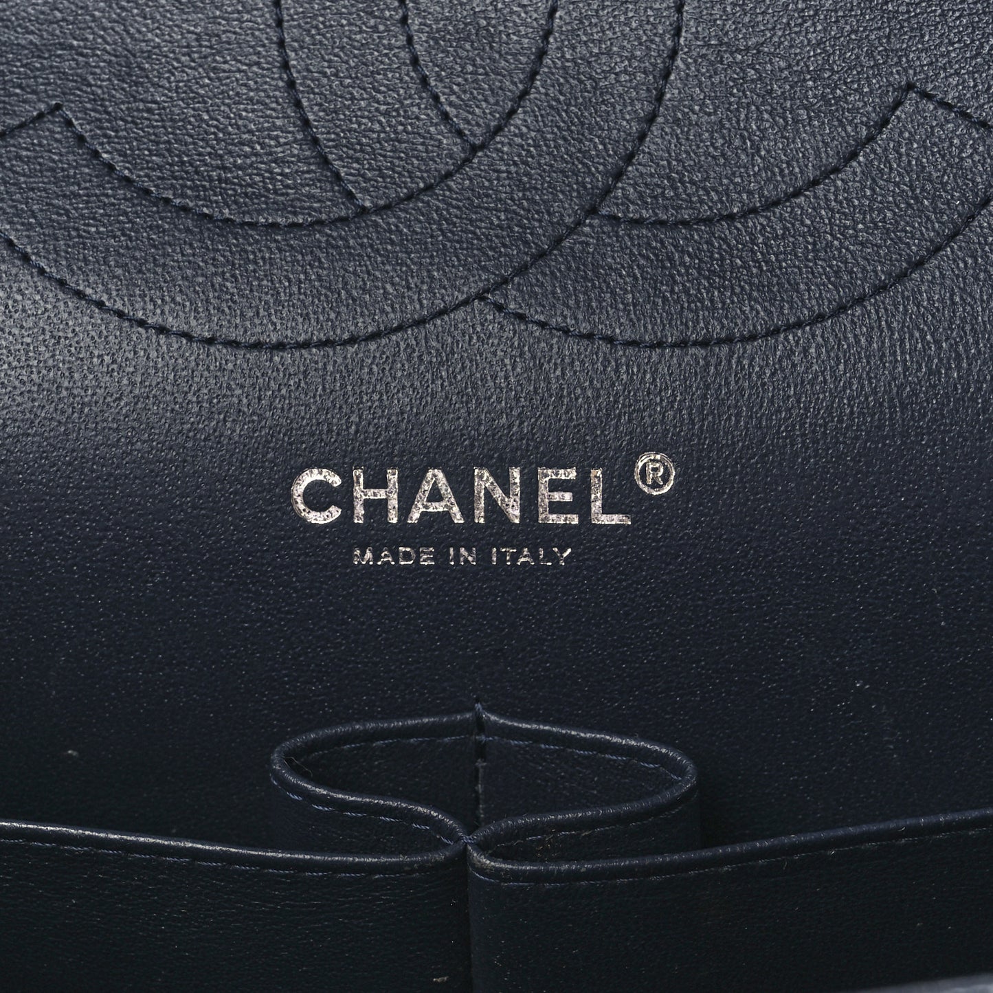 Caviar Quilted Jumbo Double Flap Navy Blue