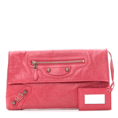 Balenciaga Agneau Giant 12 Gold Hardware Envelope Clutch Rose Thulian 1 of 8