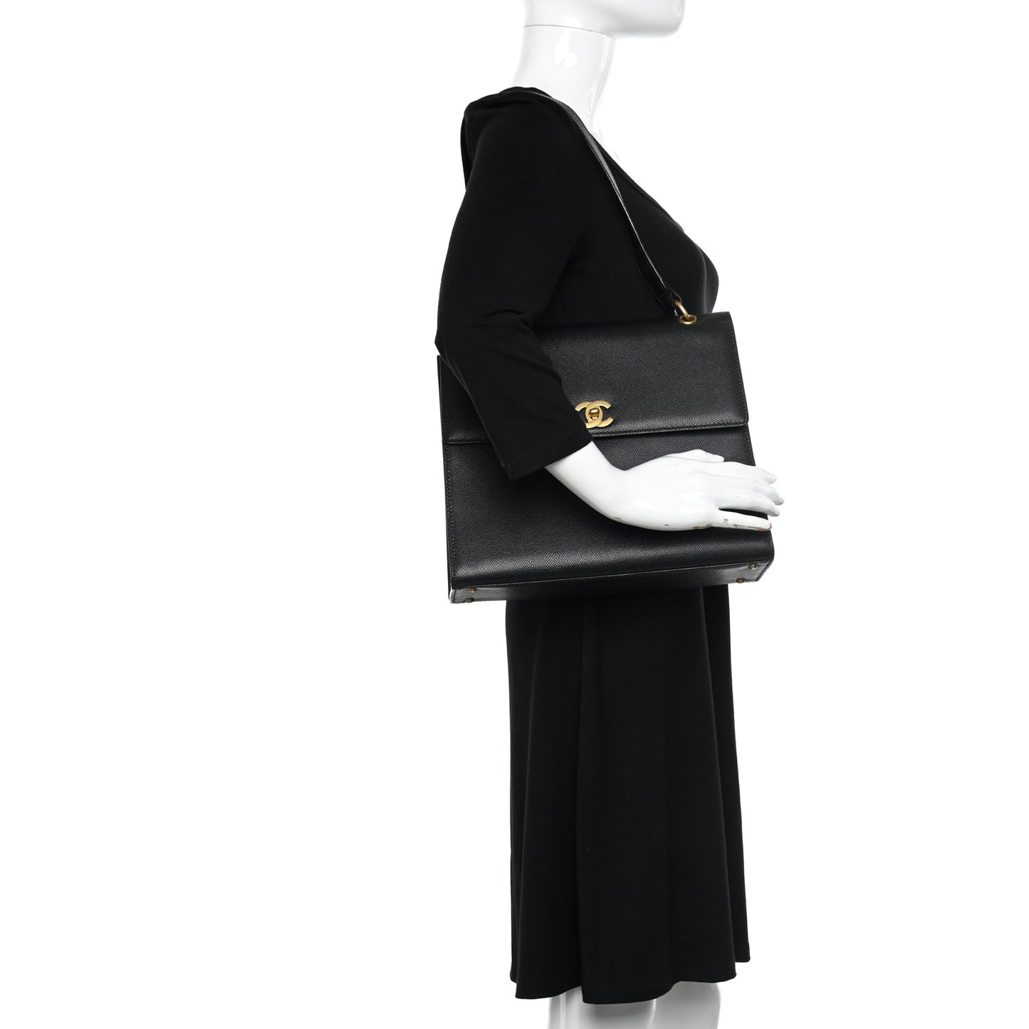 Caviar Flap Shoulder Bag Black