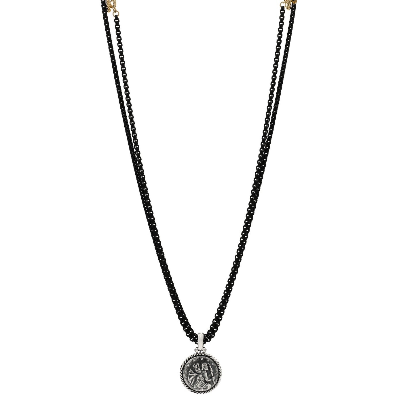 Sterling Silver 14K Yellow Gold Stainless Steel Saint Christopher Amulet Bel Aire Chain Necklace