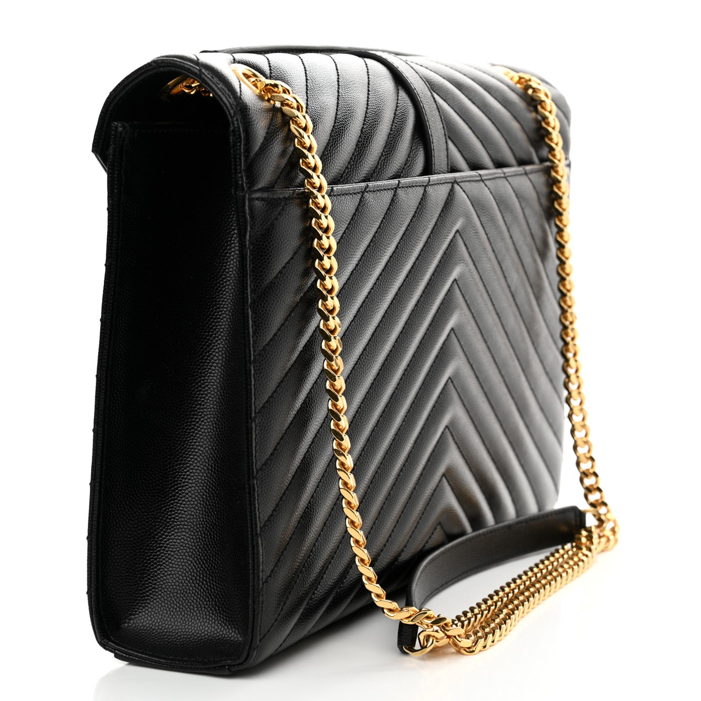 Grain De Poudre Matelasse Chevron Large Monogram Satchel Black
