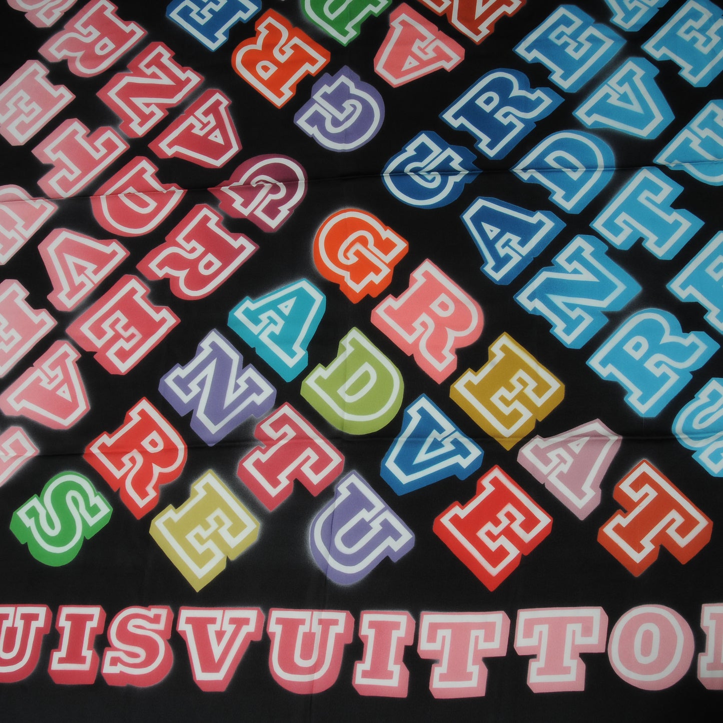 Silk Neon Great Adventures Giant Square Scarf Black