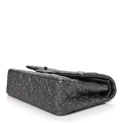 Chanel Metallic Crackled Calfskin Medium Double Flap Argent Fonce 8 of 8