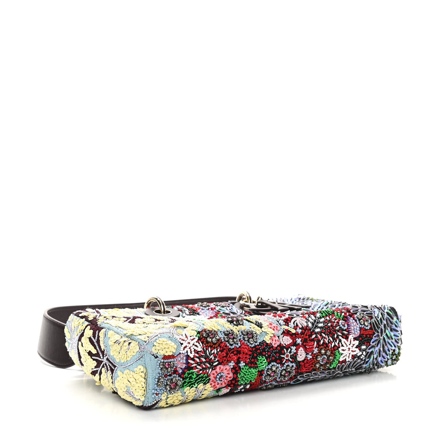 Calfskin Embroidered Sequin East West Lady Dior Multicolor