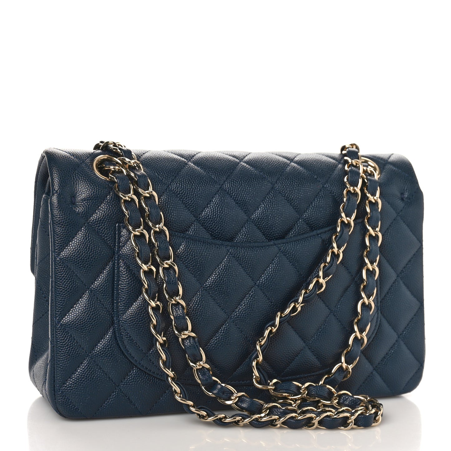 Caviar Quilted Small Double Flap Navy