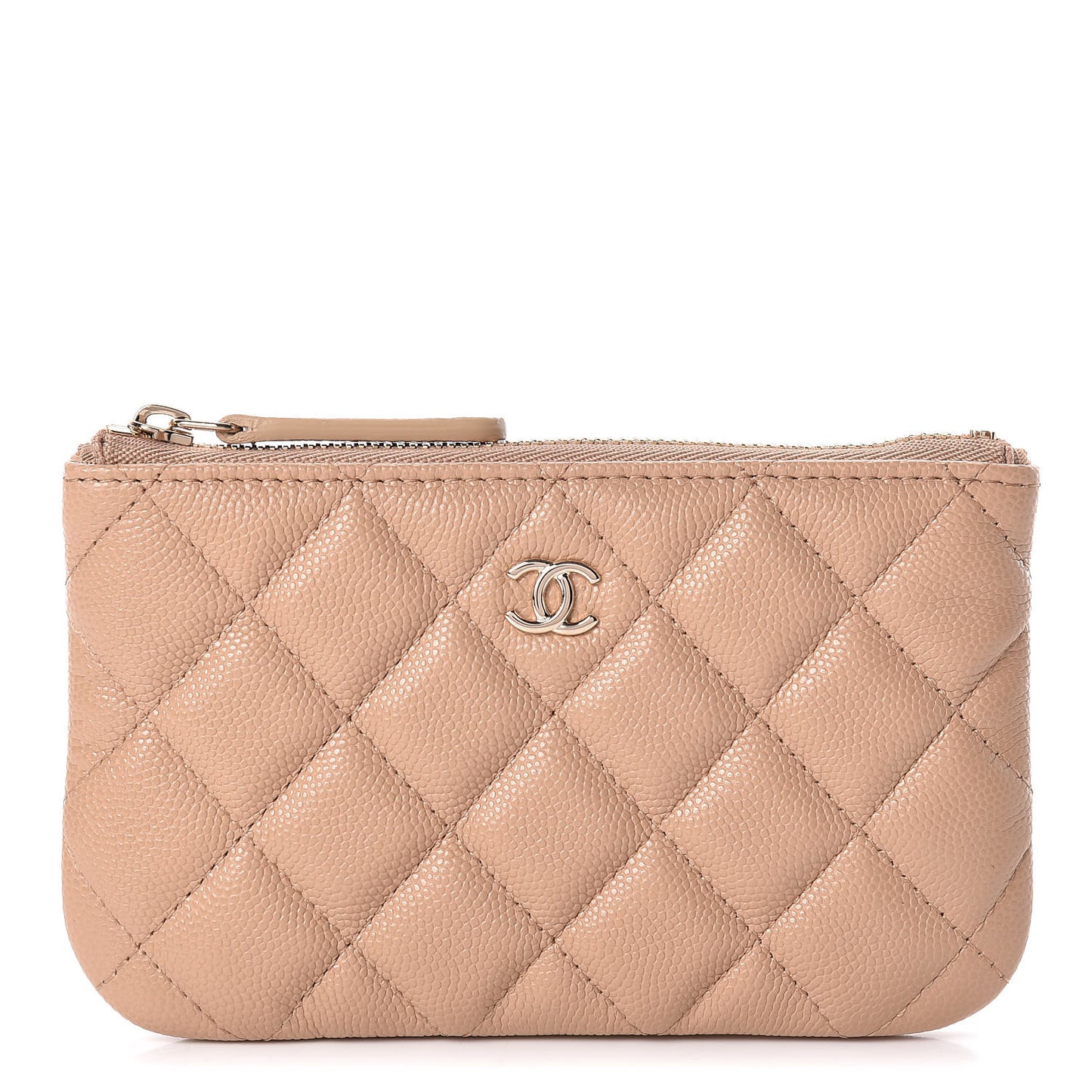 Caviar Quilted Small Cosmetic Case Beige