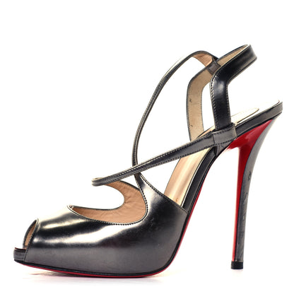 Christian Louboutin Metallic Gloss Cross Street 120 Sandals 37.5 Lichen 1 of 6