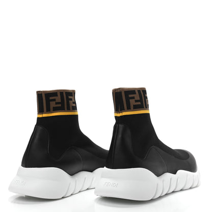 Fendi Jersey FF Mania Mens High Top Sock Sneakers 10 Black Tobacco Yema 4 of 9