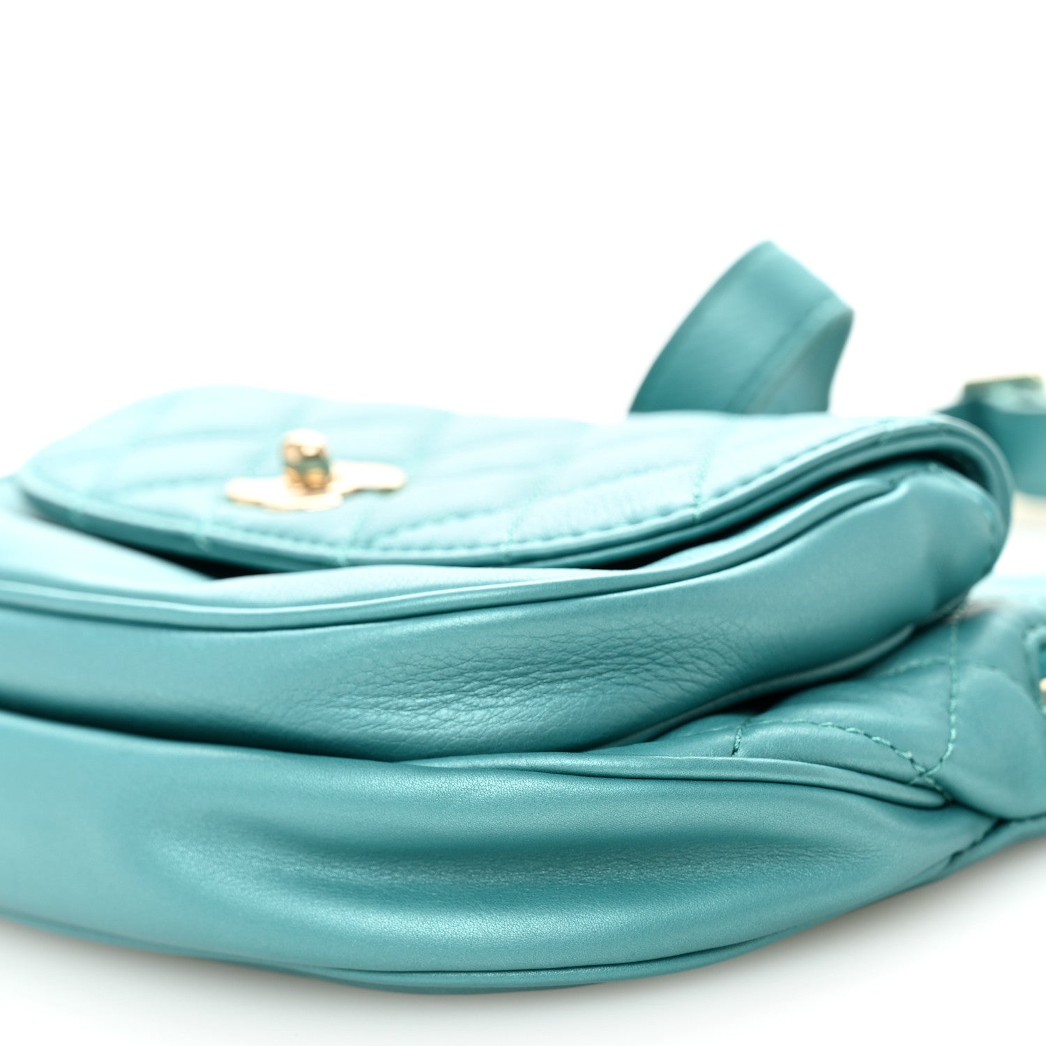 Chanel Metallic Calfskin Flap Chain Waist Bag Turquoise 11 of 11