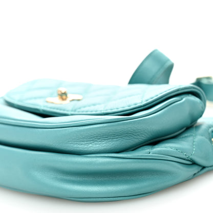 Chanel Metallic Calfskin Flap Chain Waist Bag Turquoise 11 of 11