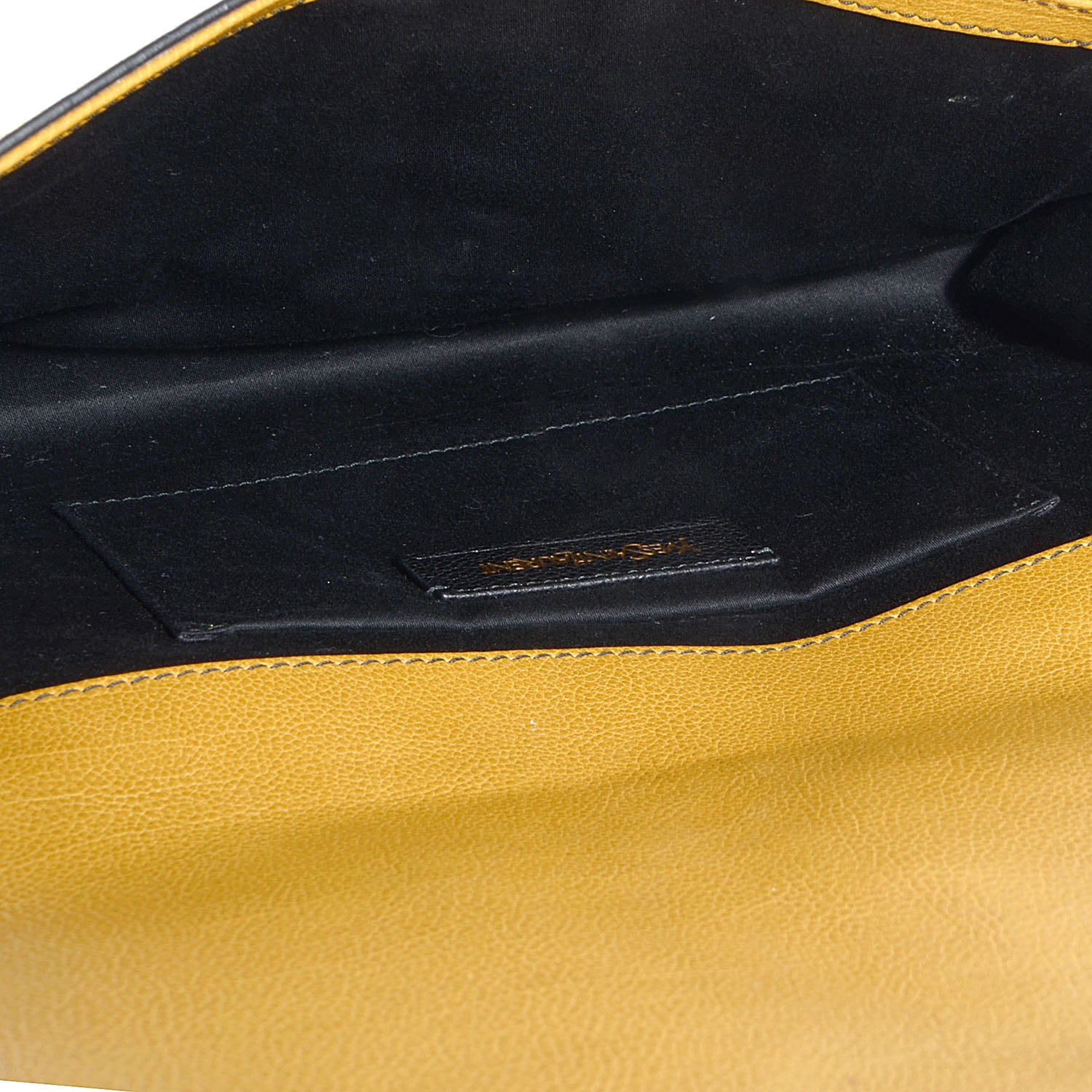 Saint Laurent Calfskin ChYc Bi-Color Clutch Saffron Black 5 of 7