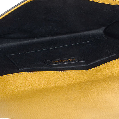 Saint Laurent Calfskin ChYc Bi-Color Clutch Saffron Black 5 of 7