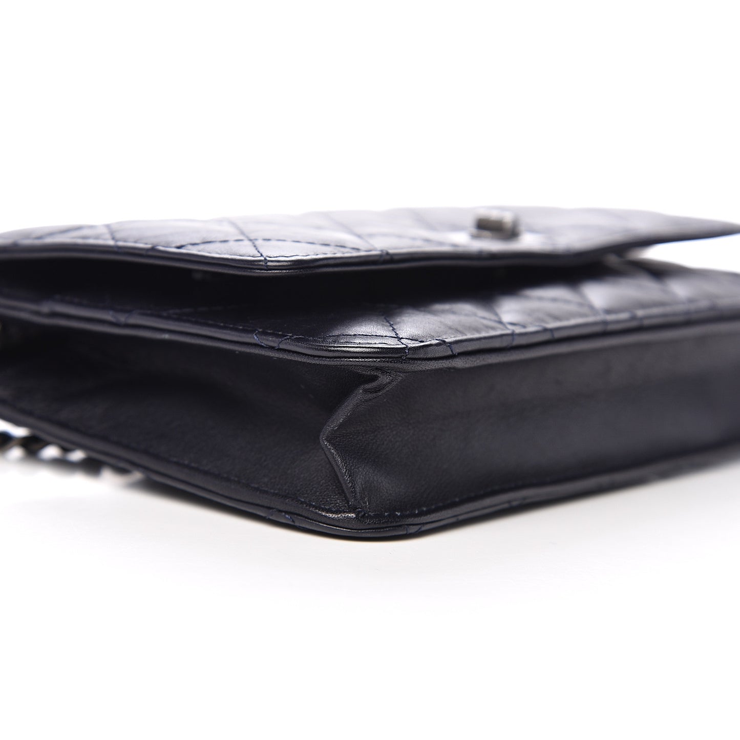 Aged Calfskin Quilted Reissue Wallet On Chain WOC Navy