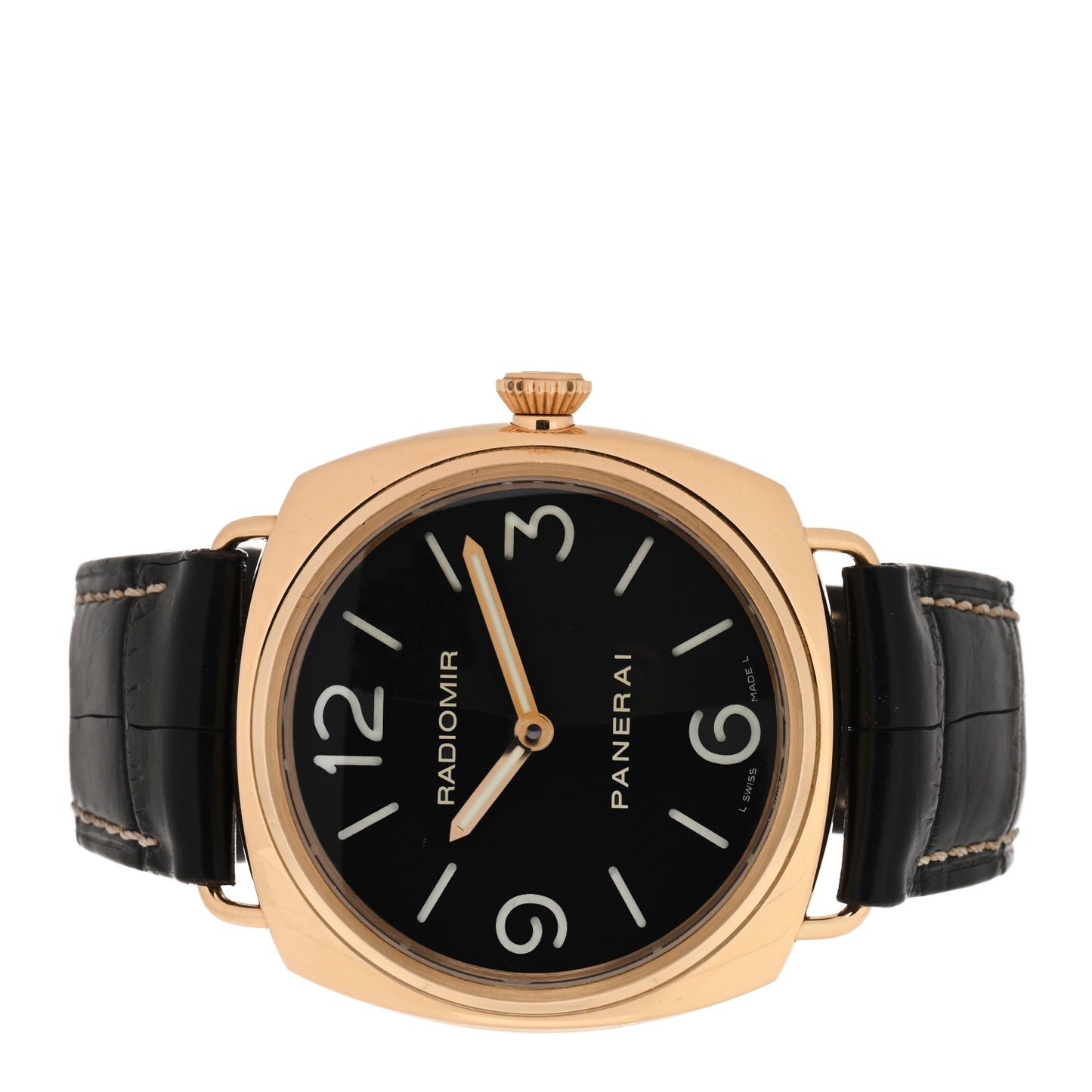 18K Rose Gold Alligator 45mm Radiomir Manual Winding Watch Black PAM00231