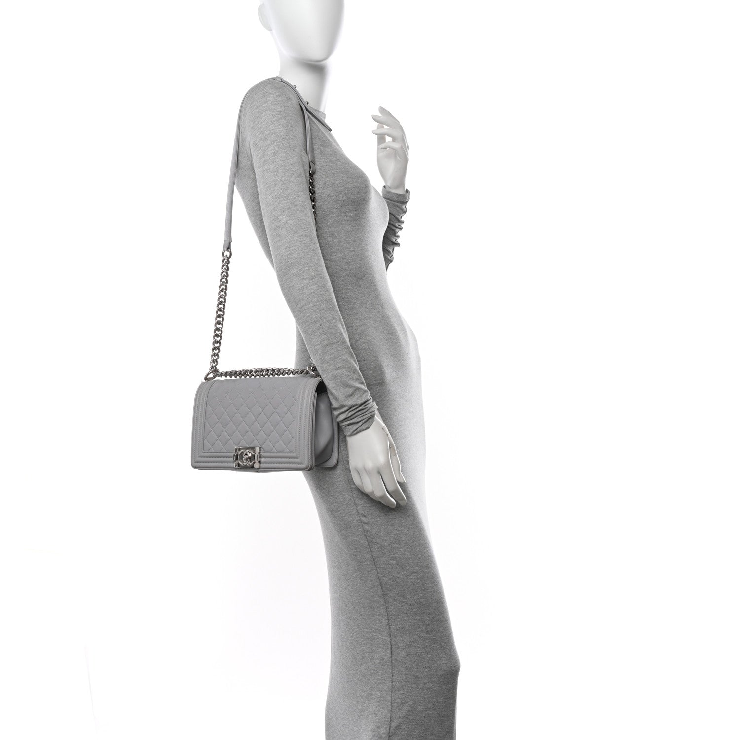 Chanel Lambskin Quilted Medium Boy Flap Grey 3 of 13