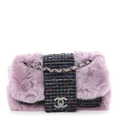 Chanel Rabbit Fur Tweed Lizard Small Fantasy Flap Lilac 1 of 9