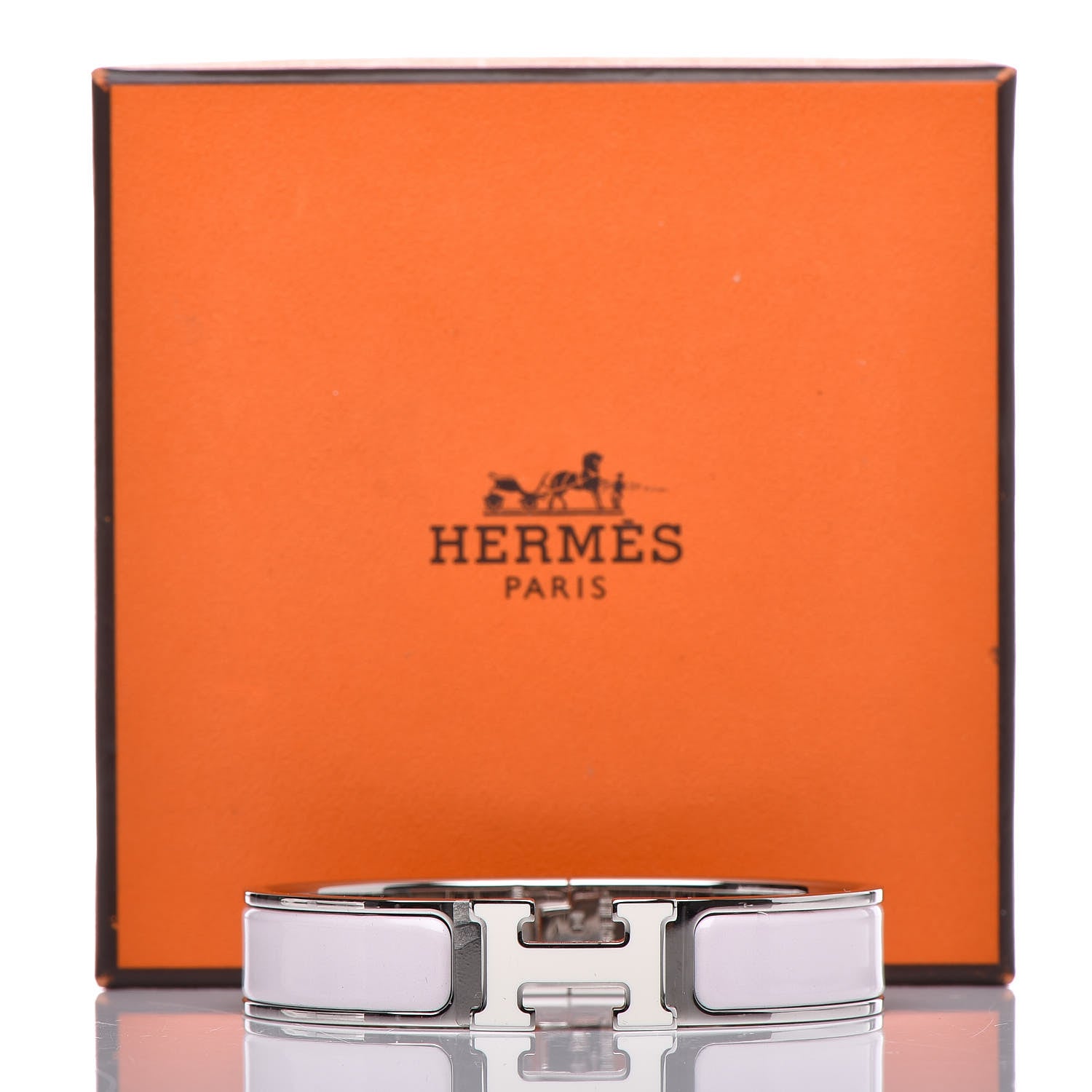 Hermes Enamel Narrow Clic Clac H Bracelet PM Rose Nymph White 6 of 6