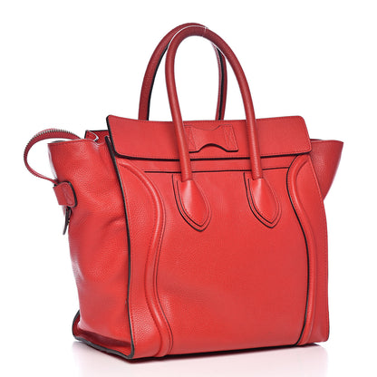 Celine Drummed Calfskin Mini Luggage Red 3 of 21