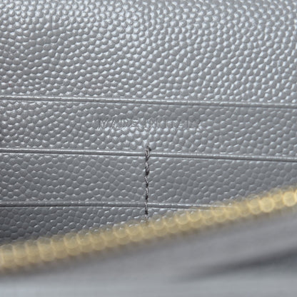 Saint Laurent Grain De Poudre Matelasse Chevron Monogram Chain Wallet Oyster Grey 6 of 12