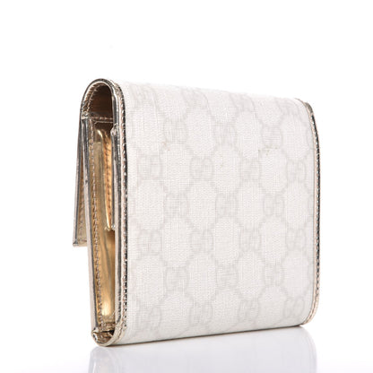 Gucci Monogram Joy French Flap Wallet White Silver 3 of 11