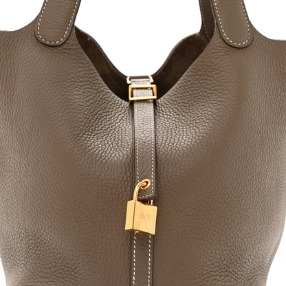 Hermes Taurillon Clemence Picotin Lock 22 MM Etoupe 8 of 10