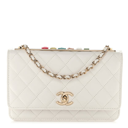 Chanel Lambskin Quilted Trendy CC Wallet On Chain WOC White 1 of 12