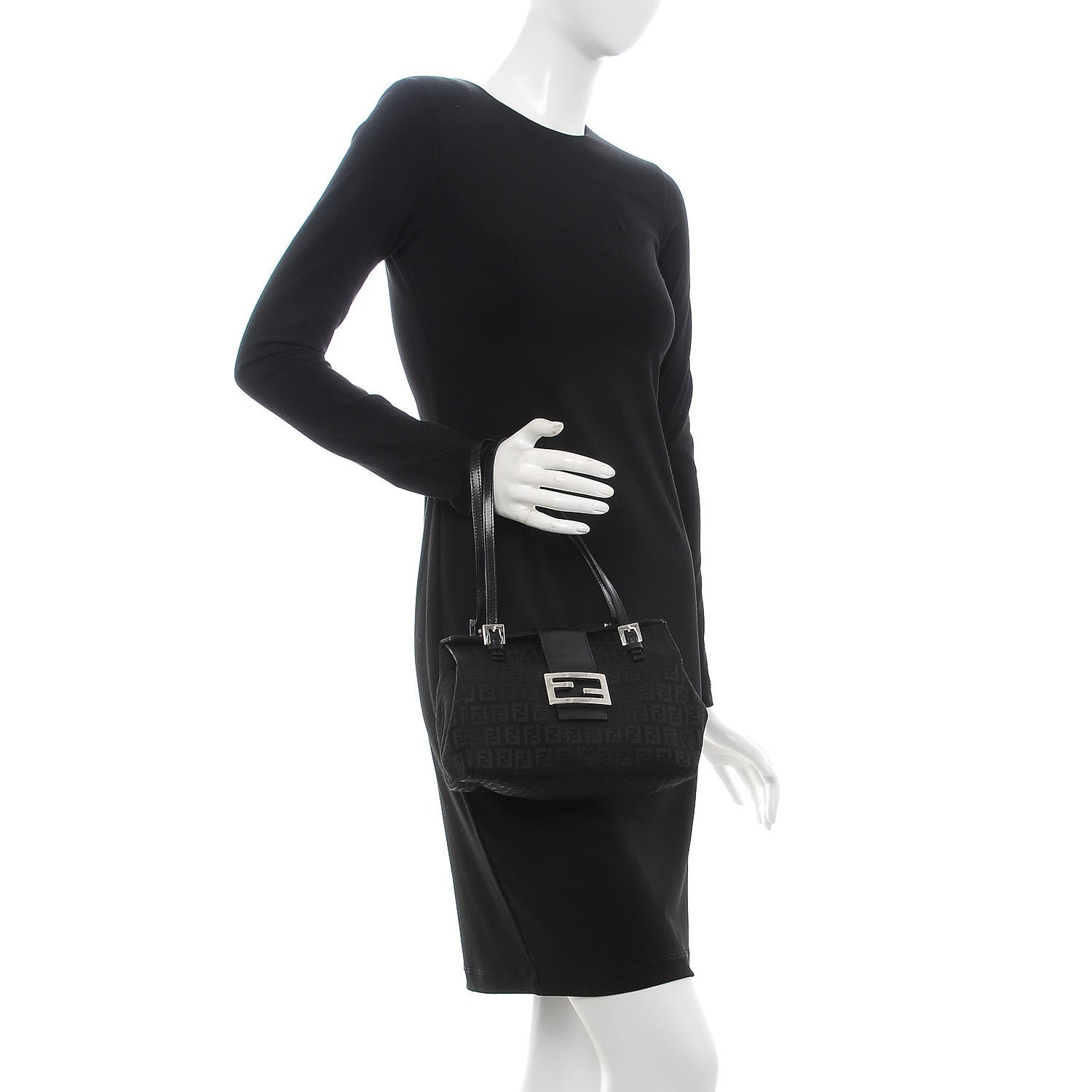 Fendi Zucchino Small Shoulder Bag Black 2 of 10
