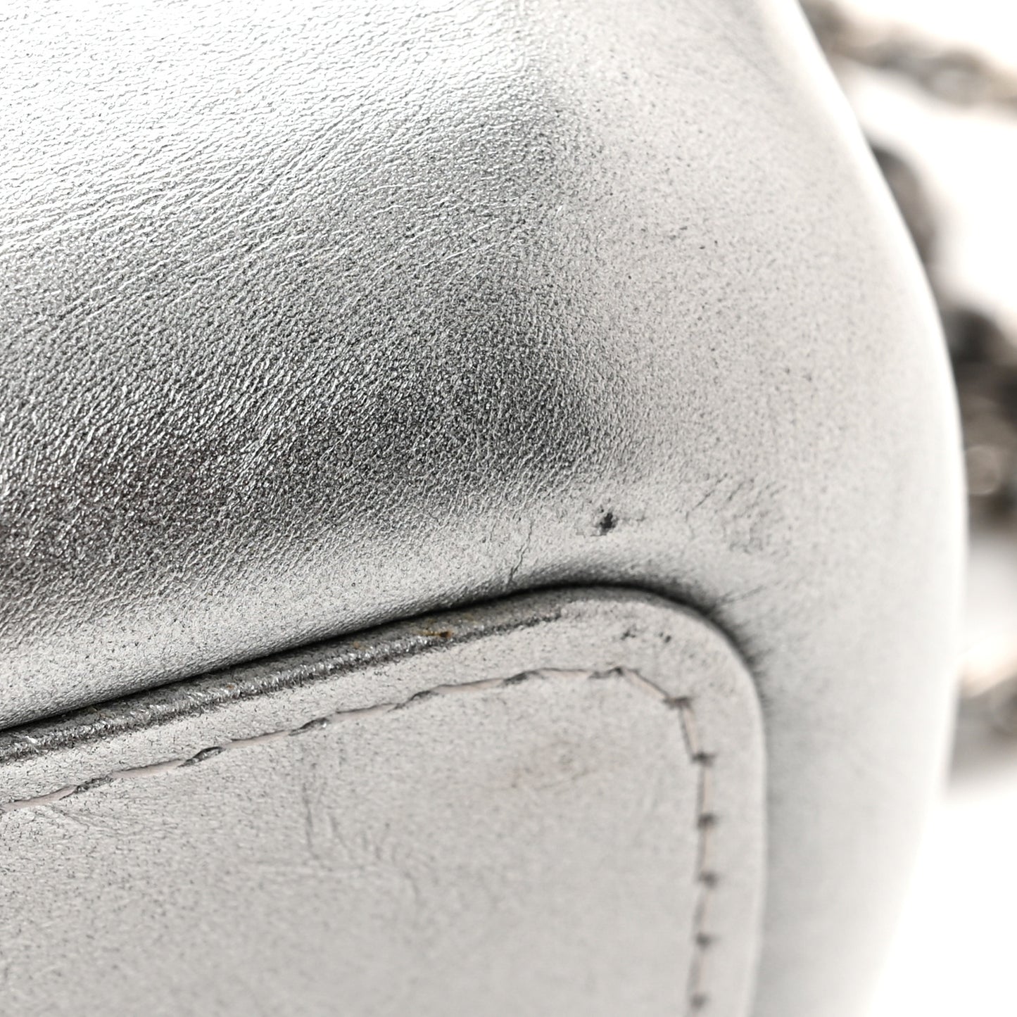 Metallic Aged Calfskin Quilted Medium Gabrielle Hobo Silver