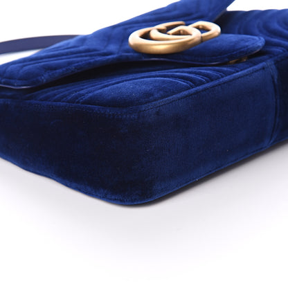 Gucci Velvet Matelasse Medium GG Marmont Shoulder Bag Cobalt Blue 7 of 8