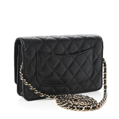 Chanel Caviar Quilted French New Wave Chain CC Wallet On Chain WOC Black 3 of 11