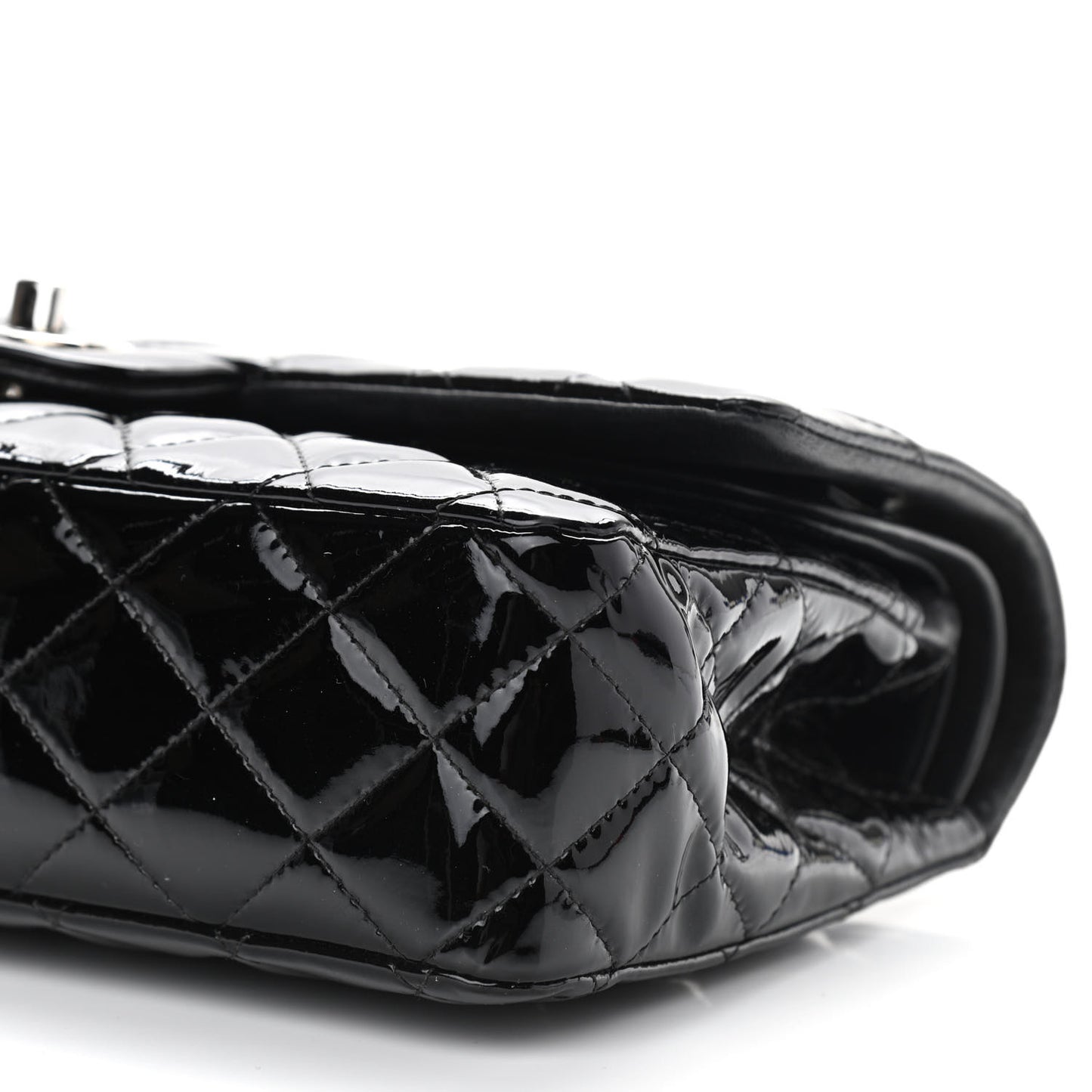 Patent Quilted Medium Double Flap Black