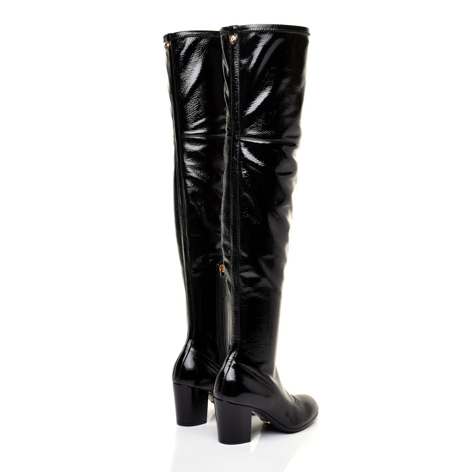 Gucci Patent Pryntil Over The Knee Boots 35.5 Black 4 of 9