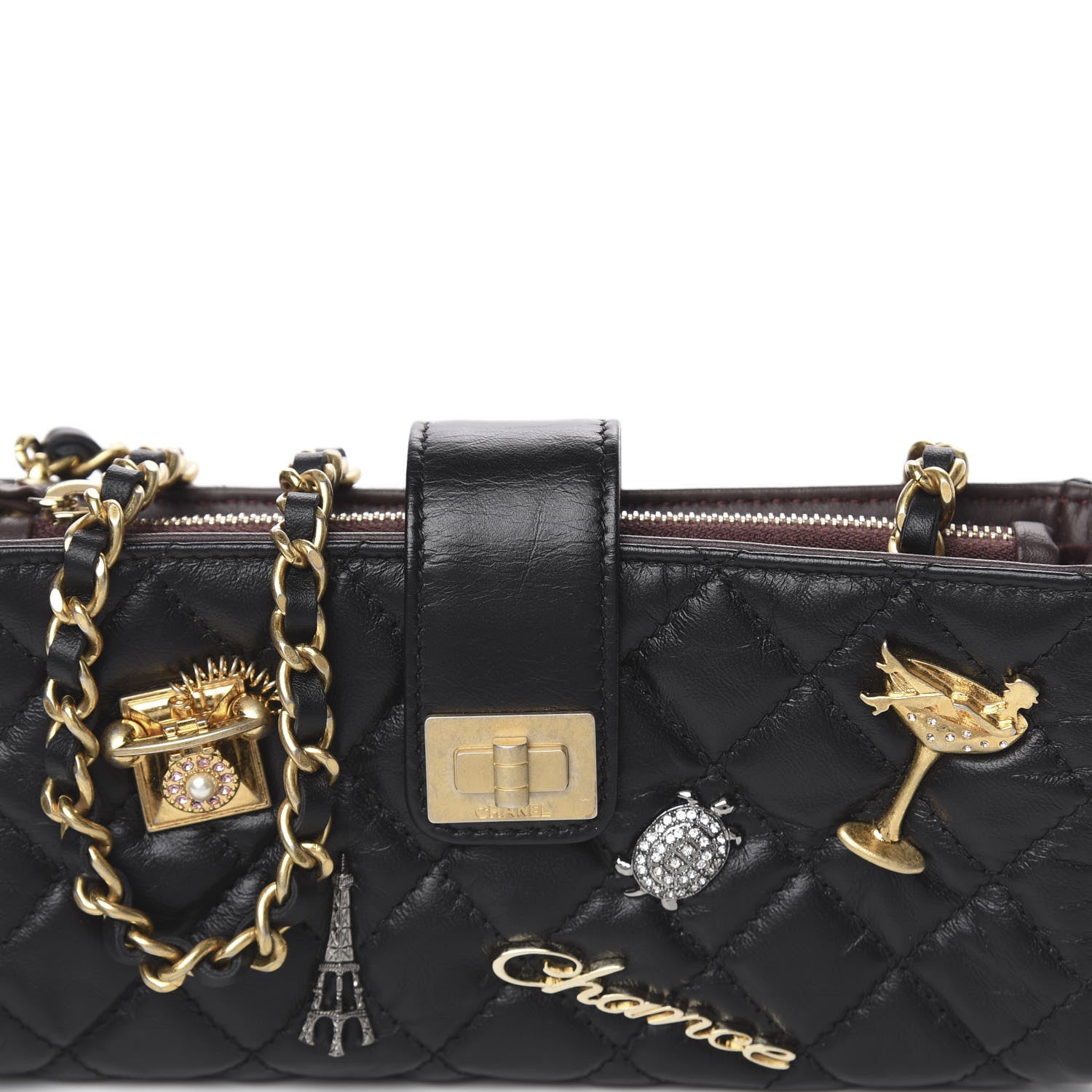Chanel Aged Calfskin Lucky Charms 2.55 Reissue Mini Clutch With Chain Black 12 of 13