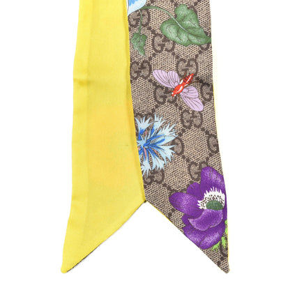 Gucci Silk Twill GG Monogram Special Flory Neck Bow Scarf Beige Yellow 2 of 5