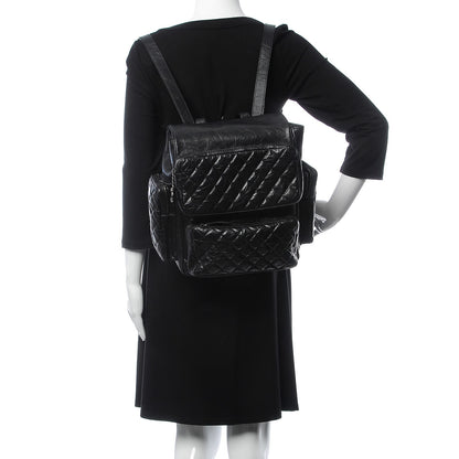 Chanel Aged Calfskin Quilted Large Casual Rock Backpack Black 2 of 14