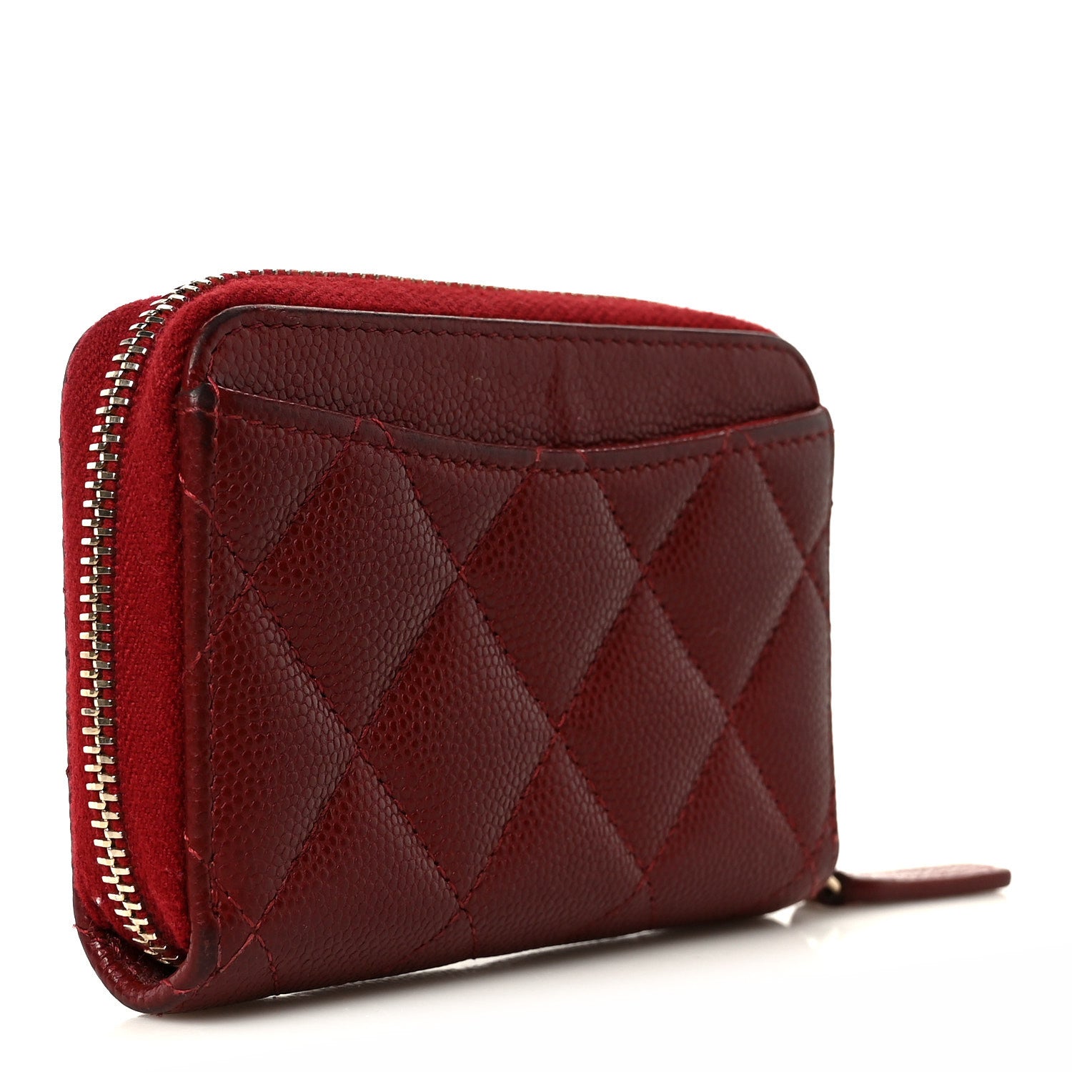 Chanel Caviar Quilted Zip Around Coin Purse Burgundy 3 of 9