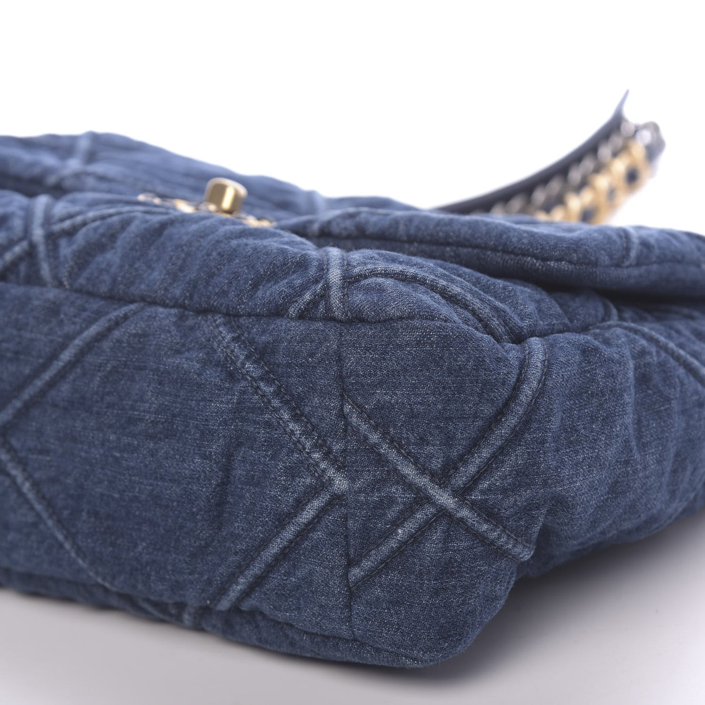Denim Quilted Medium 19 Flap Blue