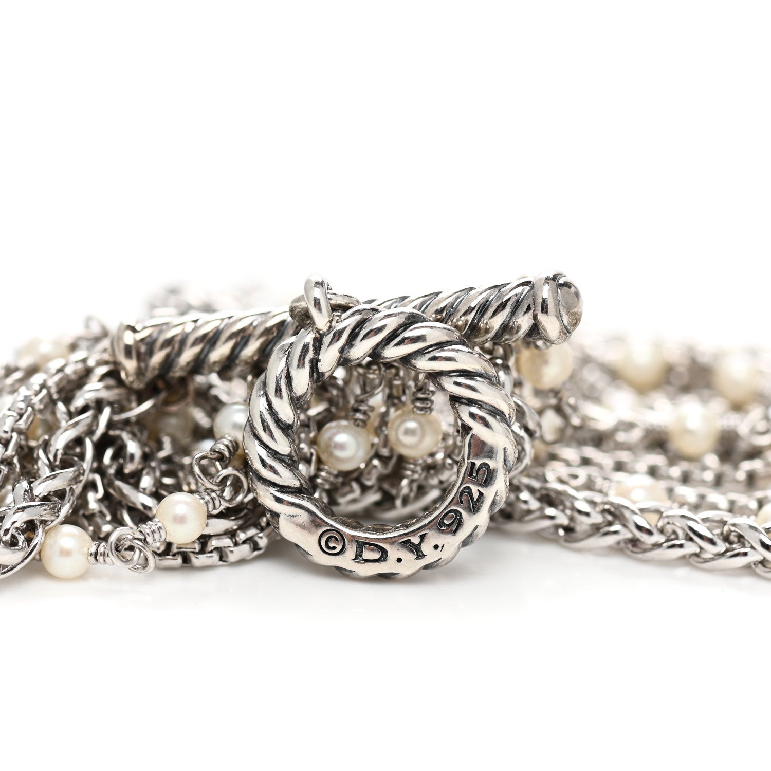 David Yurman Sterling Silver Pearl Starburst Multi-Row Bracelet 3 of 4