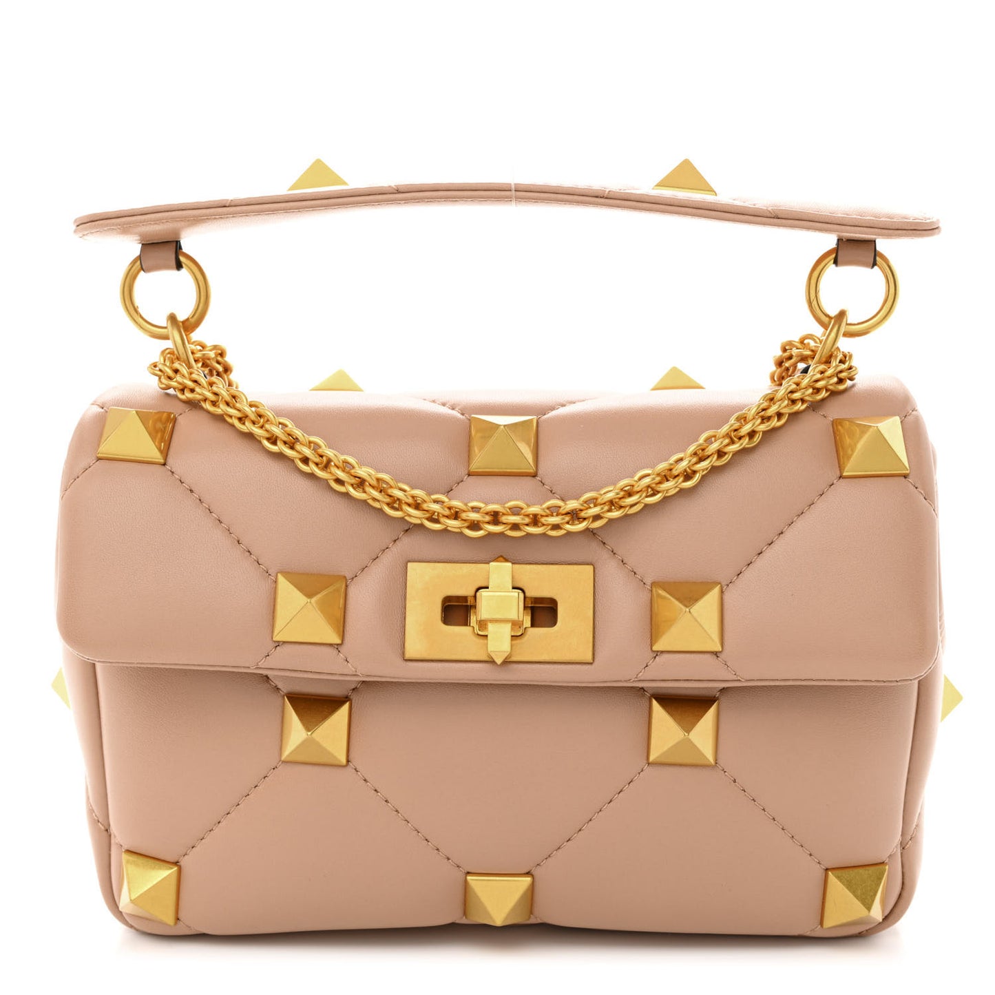 Nappa Medium Roman Stud Shoulder Bag Rose Cannelle