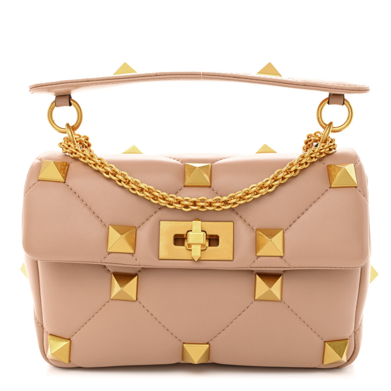 Valentino Garavani Nappa Medium Roman Stud Shoulder Bag Rose Cannelle 1 of 9