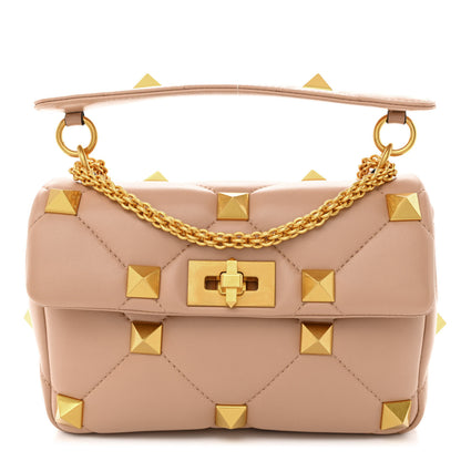 Valentino Garavani Nappa Medium Roman Stud Shoulder Bag Rose Cannelle 1 of 9
